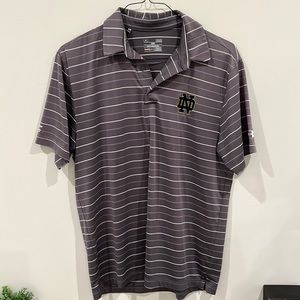 Grey Striped Mens Notre Dame Golf Polo